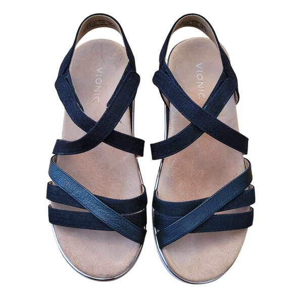 Vionic 8 Black Strappy Platform Sandals KELLYN Open Toe Summer - Picture 11 of 11